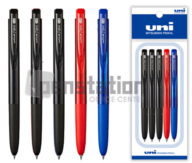 유니볼 시그노 노크식 RT1 0.28mm 블랙/블루/레드 5개 세트, 0.28 블랙3개+블루1개+레드1개