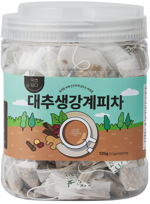 약초담다 대추 생강 계피 차 삼각티백, 1개, 100개입, 1.2g