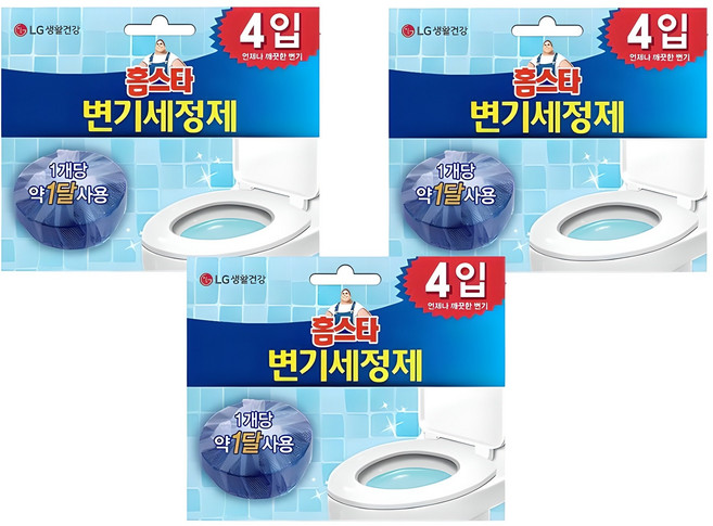 홈스타 변기 세정제 고체형 4p, 160g, 3개