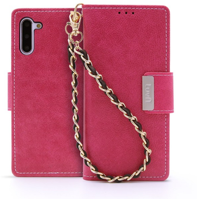 국내제작 푸가케이스 5개의 카드수납과 지폐수납 손목체인 마그네틱 잠금 지갑형 핸드폰케이스 휴대폰케이스 갤럭시노트20 울트라 노트10 플러스 노트9 노트8