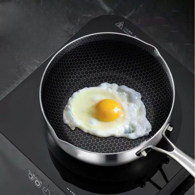 프리미엄 벌집 냄비 프라이팬 스테인리스 두꺼운 바닥 붙지않는 매우 전체 모양 16CM, 1개, 1cm