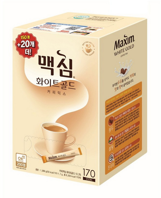 [파이브온] 맥심 화이트 골드 커피믹스 170개입, 11.7g, 1박스
