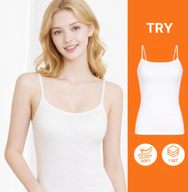 트라이 여성용 국산 프리미엄 순면 스마트케미솔 끈나시