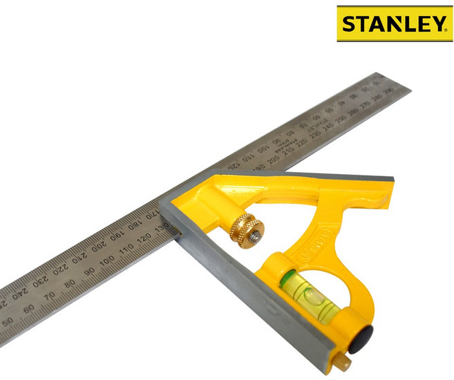 스탠리 콤비네이션 스퀘어 이동자 각도기 수평기 목공 철직 직자 직각자 300mm 46-143, 1개
