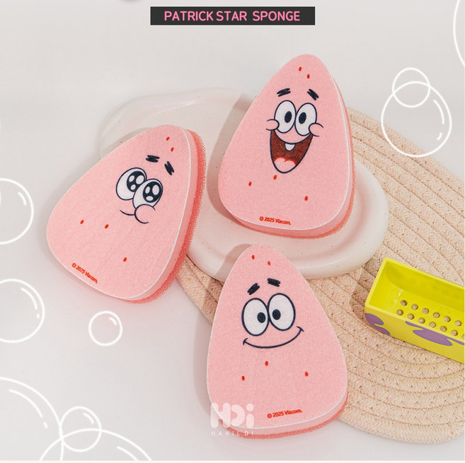 스폰지밥 뚱이 수세미 3종+홀더 SET, 1개