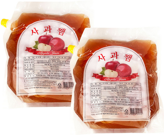 부국 사과잼 (와플시럽), 2개, 3kg