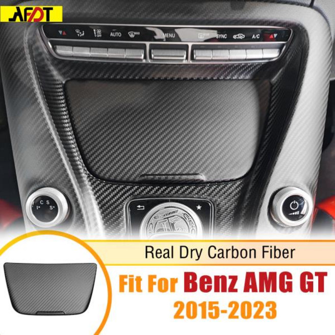 호환용 AFDT 메르세데스 벤츠 AMG GT GTR GTS C190 R190 2015-2023 카본 섬유 인테리어 센터 콘솔 컵 거치대 보관 커버 트림, 02 Matte Carbon Fiber