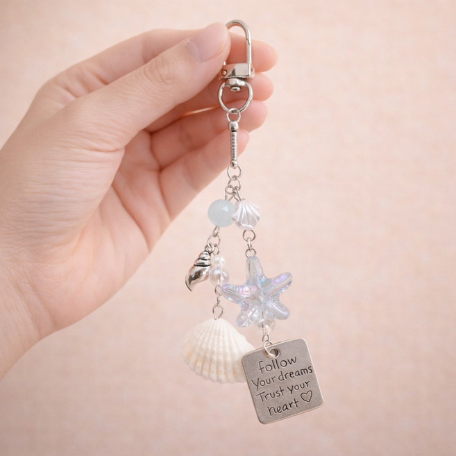 바다향기 조개 비즈 키링 폰키링 폰꾸 백참 참장식 열쇠고리 가방