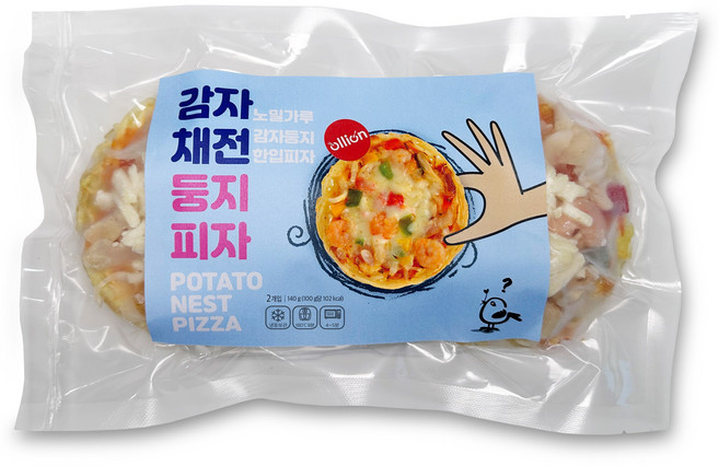 (올리온 공식몰) 감자채전 둥지피자 1봉 2입 냉동피자 치즈피자 1인피자 한입피자 감자피자, 2개, 140g