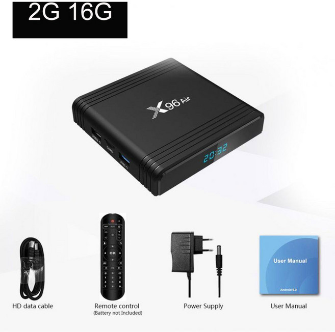 X96 에어 맥스 Amlogic S905X3 안드로이드 9.0 구글 TV 옵션 g30 마우스/g10 원격 쿼드 코어 2.4 또는 5g, 01 2G 16G_01 미국 플러그, 1개