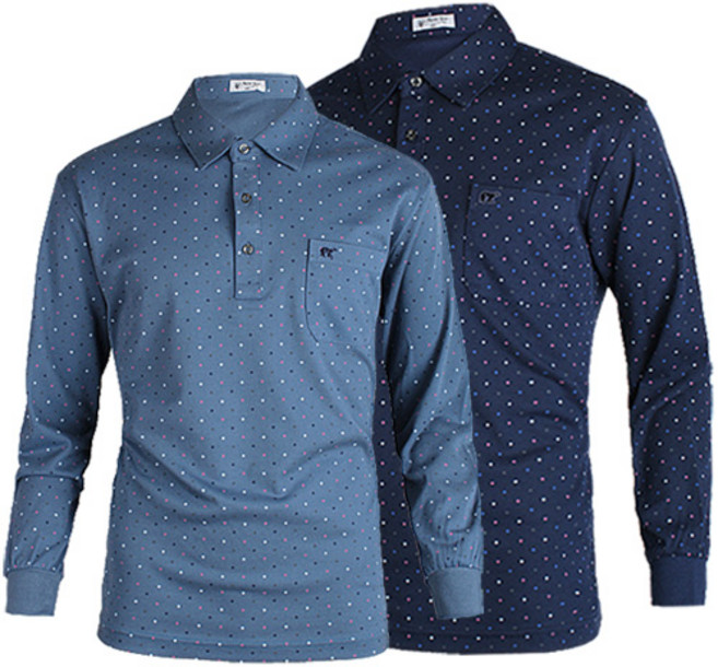 [케이든] 도트프린트 남자티셔츠 중년남성 골프티 면혼방 카라넥 국내생산 착용감이 좋은