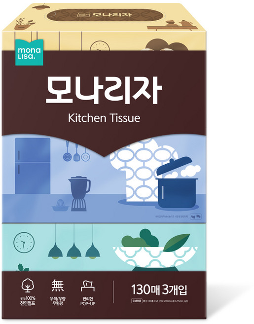 모나리자 키친티슈, 130매, 3개