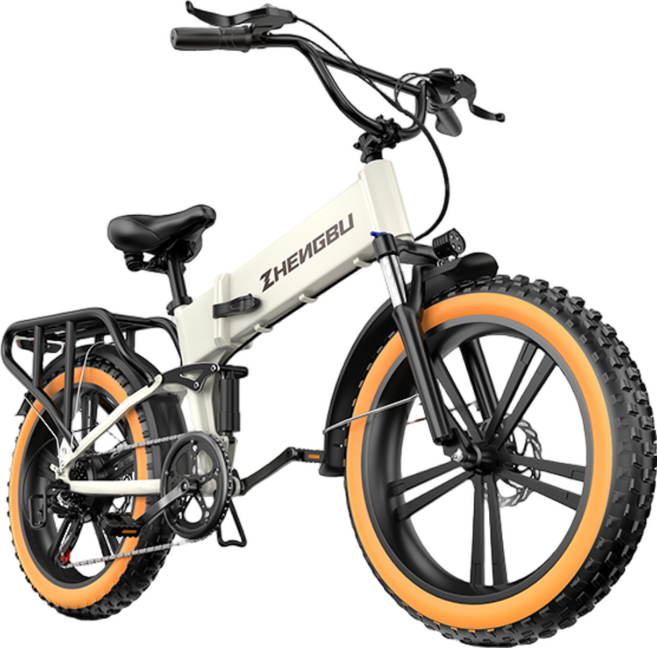 Valkanz 접이식 팻타이어 400W 전기자전거 시마노 7단 전동 출퇴근 48V 리튬 배터리, 아이보리, 알루미늄 합금