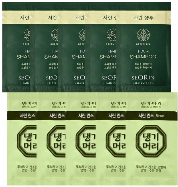 일회용 샴푸 댕기머리 서린 샴푸 50개+서린 컨디셔너 50개 여행용 휴대용 사우나, 100개