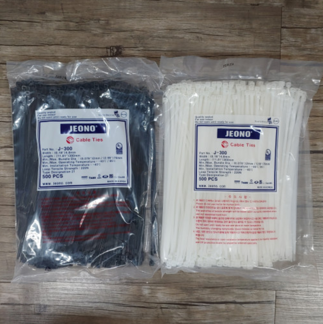 전오 케이블타이 전선정리 선정리 배선정리, 1개, 화이트