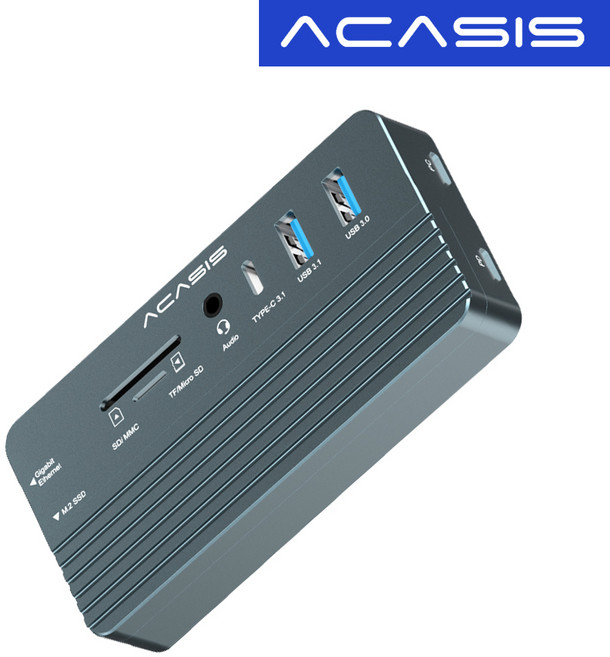 아카시스 CM073 10Gbps M.2 NVME SSD 10-in-1 멀티 도킹스테이션 외장 케이스 인클로저 외장하드, 1개, CM073 케이스+마이크론 2TB
