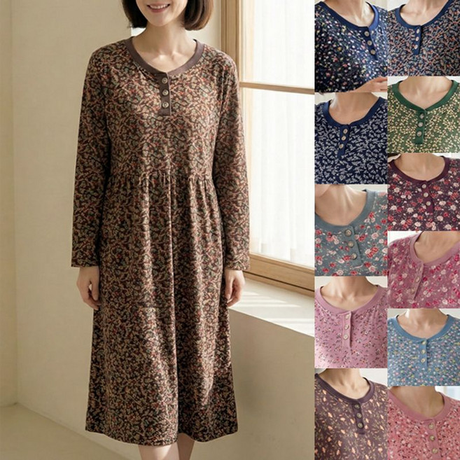 로즈맘 해음피치기모홈웨어원피스