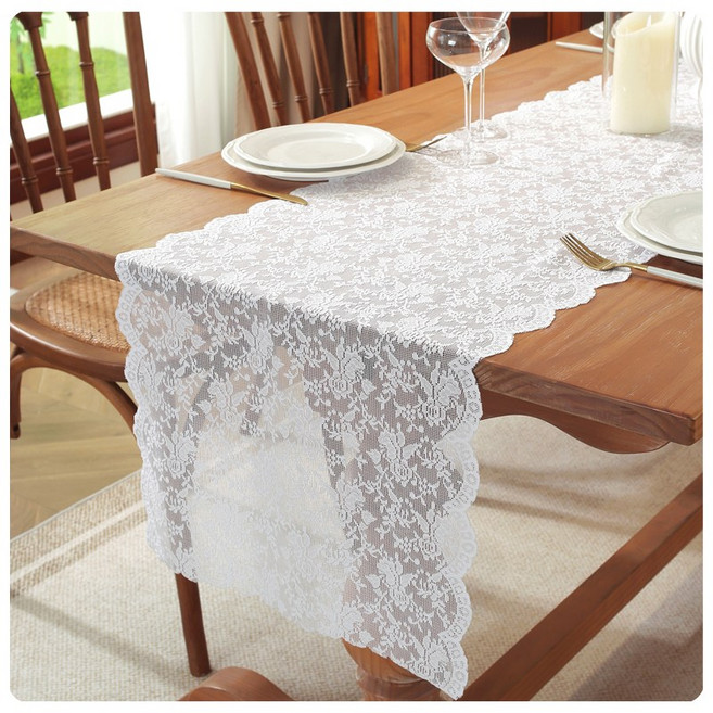 플라워 레이스 테이블러너, 35x180cm, TYPE 03, 1개