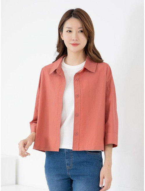 모슬린 엄마옷 자켓 카라 A라인 무지 셔츠 MQG126613 마담 미시 중년여성 빅사이즈 할머니옷 50대 60대 70대