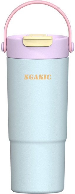SGAKIC 진공 스텐 빨대 텀블러 보온보냉 차망 밀폐 워터보틀, 1개, 650ml, 스카이블루