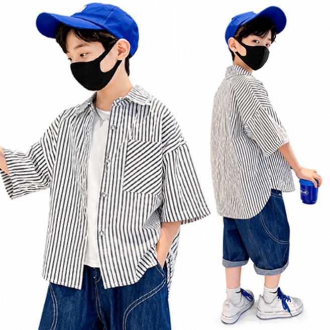 헬로가든 스핀 스트라이프 남방(S)/화이트