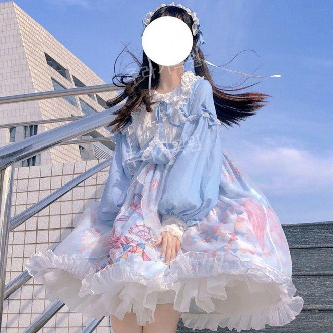 메이드복 로리타 공주 드레스 6종 겹프릴 스커트 긴팔 코스튬 플레이