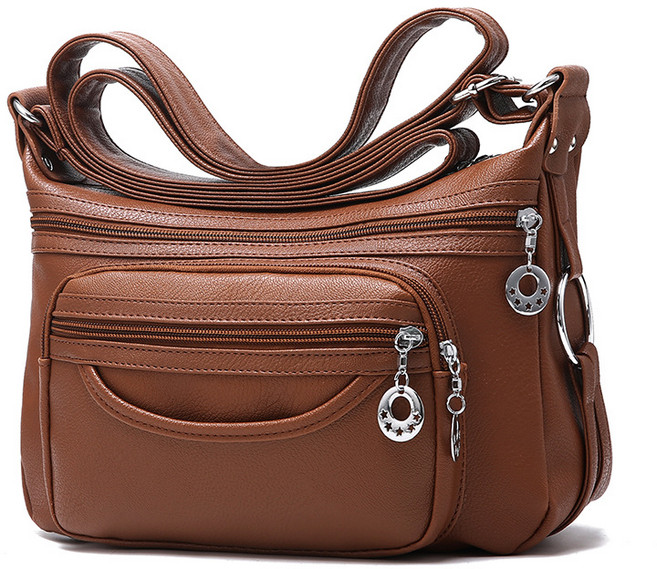 에블 대박걸 입체 수납 지퍼 수납 많은 PU 소프트 스퀘어 데일리 엄마 핸드백 크로스백 숄더백 4컬러