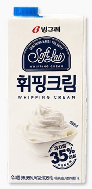 빙그레 소프트랩 휘핑크림(동물성) 아이스박스포함, 17개, 1L