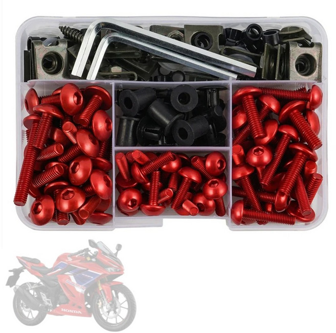 190PCS 오토바이 윈드 GSXR SUZUKI K7 K4 K8 K3 페어링 K1 패스너 K9 K10 600 K5 나사 K6 볼트 750 스크린 키트 클립 1000, 빨간