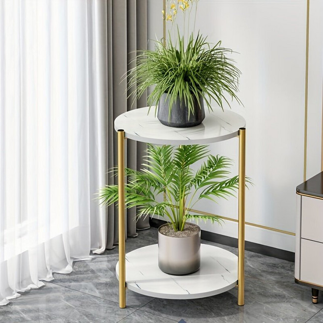 Kismetic 모던 원형 사이드 테이블 티테이블 거실용 테이블, 흰색