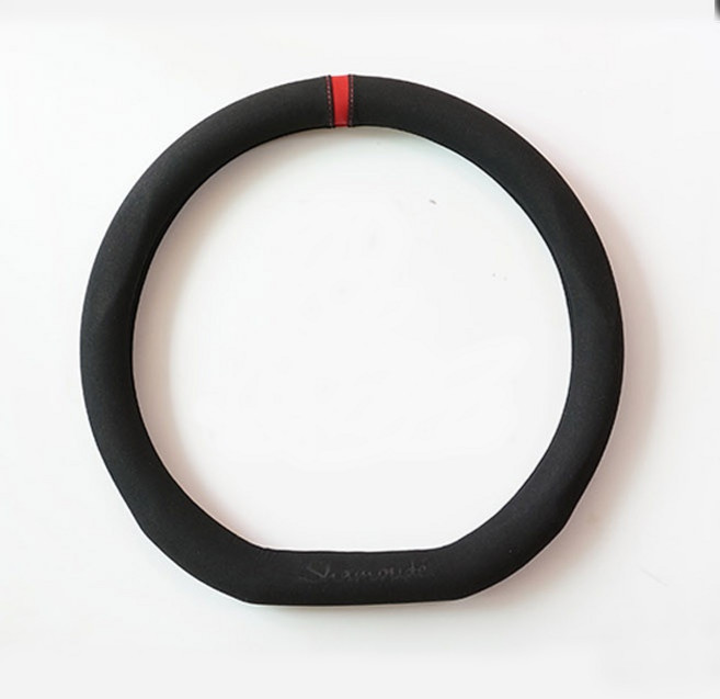 milovhi 차량용 핸들부분커버 스웨이드 카본 부분핸들커버 D컷 핸들커버, 블루