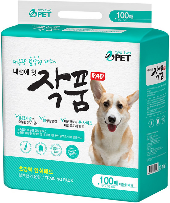 작품패드 100매 22g (45x55cm) 강아지 배변 유도 패드, 1개, 100개입
