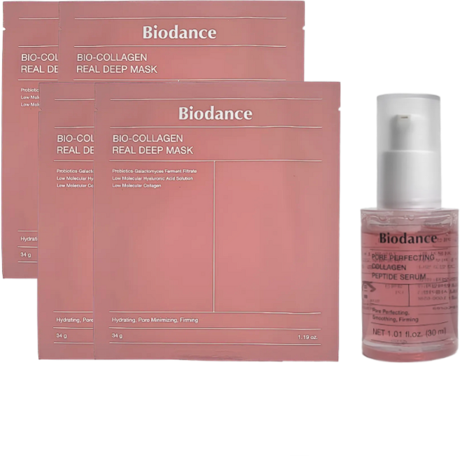 바이오던스 바이오 콜라겐 리얼 딥 마스크 4매+포어 타이트닝 콜라겐 앰플 30ml, 1개