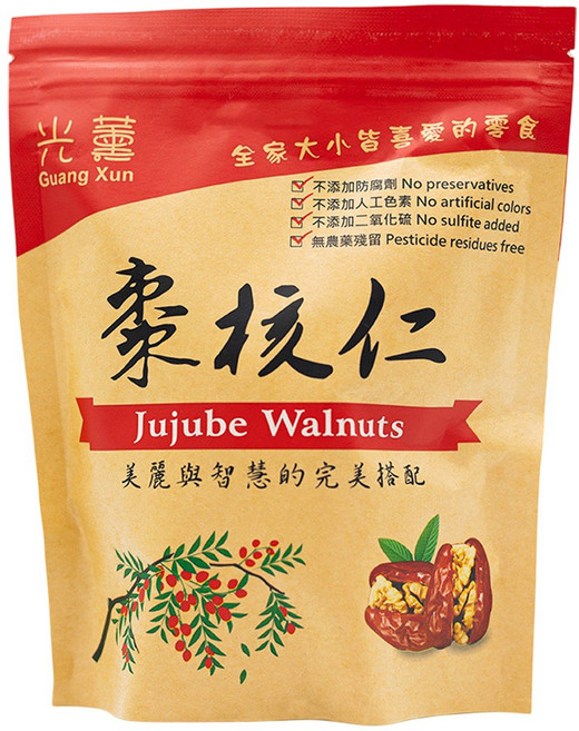 光薰 棗核仁 紅棗夾核桃, 150公克