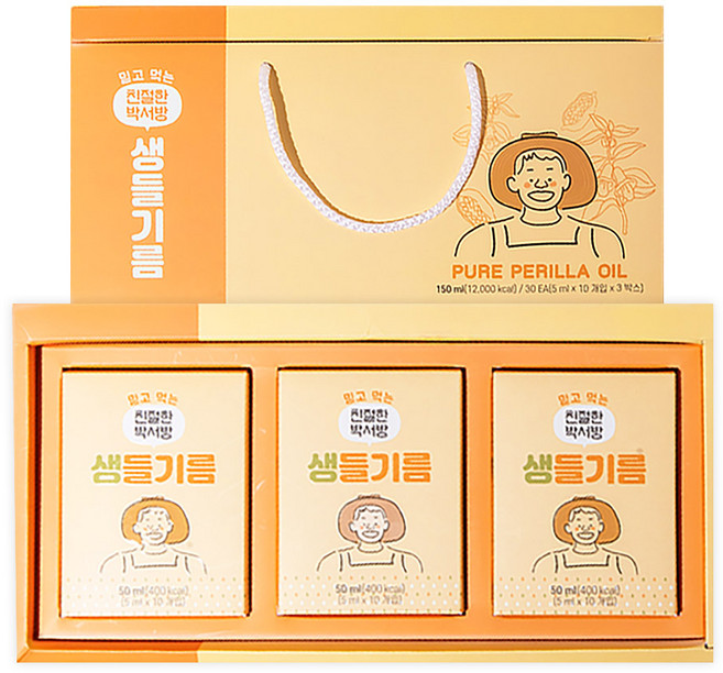 [HACCP] 국내산 수제 저온압착 생들기름 스틱 선물세트, 30개, 5ml