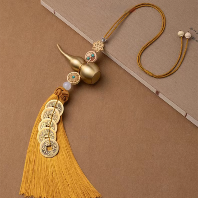 돈 들어오는 황동 운수대통 호리병 엽전 키링 재물운 행운 엽전 액막이 개업 선물 집들이 선물 풍수소품 오제전 걸이, 레드오제전1+1