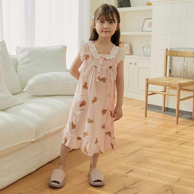 원더풀라이프 국산 여 아동 슈슈 나시 원피스 잠옷