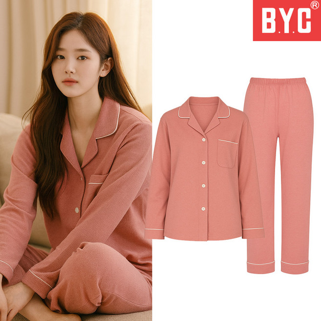 BYC 여성 잠옷 순면 부드러운 잠옷 세트