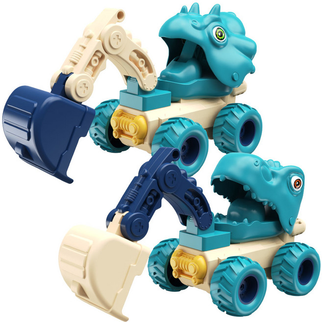 토이즈데이 푸쉬앤고 다이노 중장비차 공룡 자동차 덤프 트럭 장난감, 1개, 포크레인