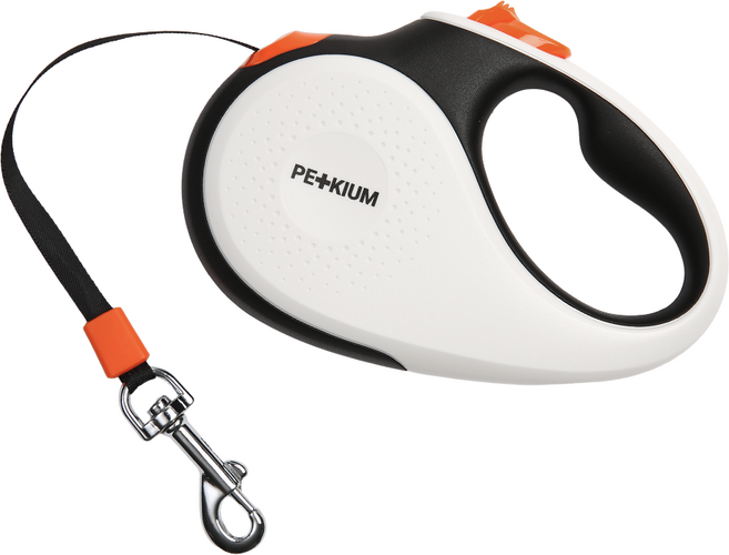 페키움 데일리핏 자동리드줄 강아지 산책줄 목줄 PRL-01, 페키움 PRL-01 화이트 오렌지, 1개