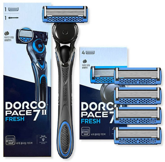 DORCO 페이스 프레시 스타터킷 면도세트 (면도기+날 총5입), 프레시 스타터킷 면도세트(핸들1+날 총5입)