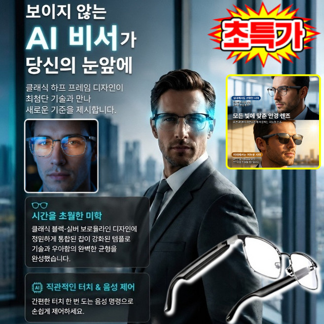 9위 - 1/1+1 【스마트 변색 터치 음성 제어】AI 스마트 안경