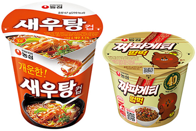 농심 새우탕컵(67g 15개입)+짜파게티범벅(70g 15개입), 단품