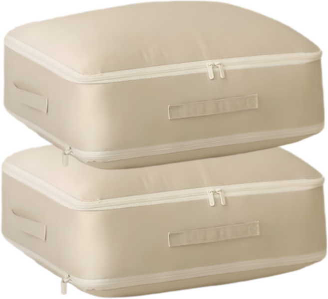 피제닉 1+1 이불 압축 파우치 정리함, 2개, 베이지