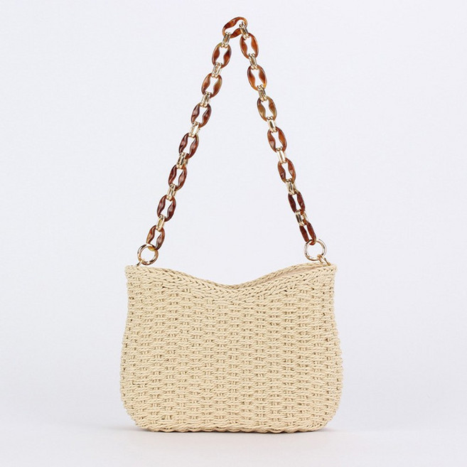 펠리시테Caecnkoen 아크릴 앰버 플라스틱 체인 여행 바캉스 밀짚 라탄 비치백 숄더백 1017