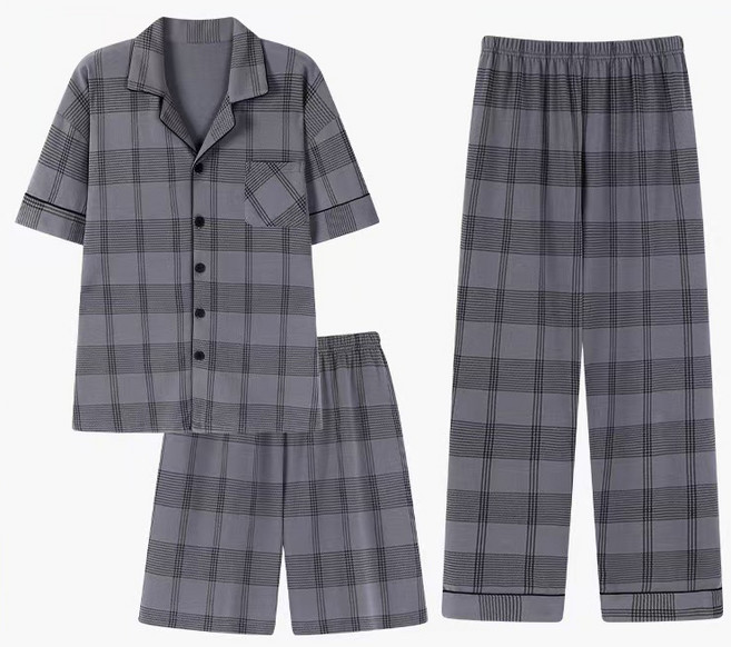 YANGTA 남성 사계절 순면 파자마 데일리 홈웨어 세트