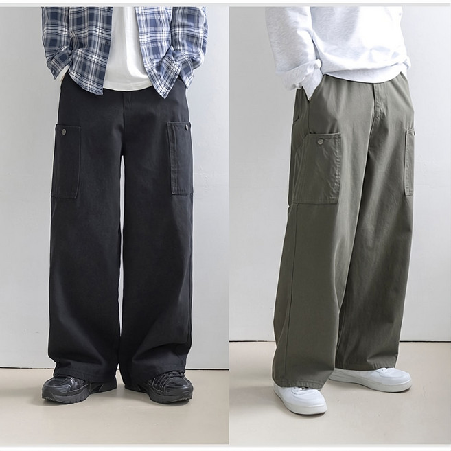 벤티브 남자 코튼스트랩카고와이드 뒷밴딩 빅사이즈 코튼 팬츠