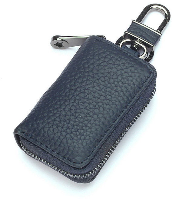 고급가죽 지퍼 키홀더 스마트키 케이스 열쇠지갑, 다크네이비