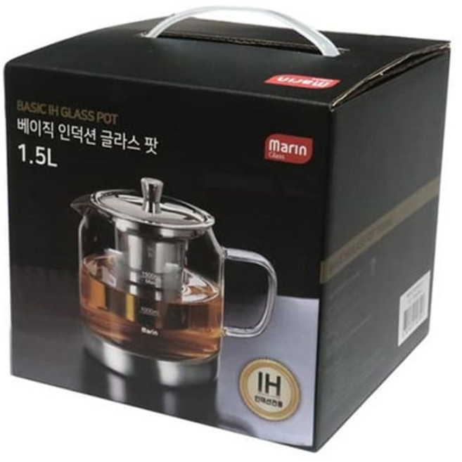 마린 인덕션 티포트 보리차 녹차 차포트 주전자 내열유리 티팟 1.5L, 1개, 기본