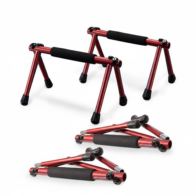 위드기어 국내 제작(국산) 푸쉬업바 PUSW1 팔굽혀펴기 스트롱 홈트레이닝 평행봉 플란체 운동 기구, 레드, 호크, 호크
